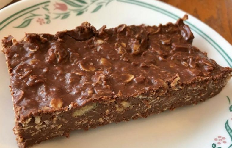 My daughter in law gave me this recipe for No Bake Chocolate-Oat Bars and said it was my son's new favorite dessert bar.  